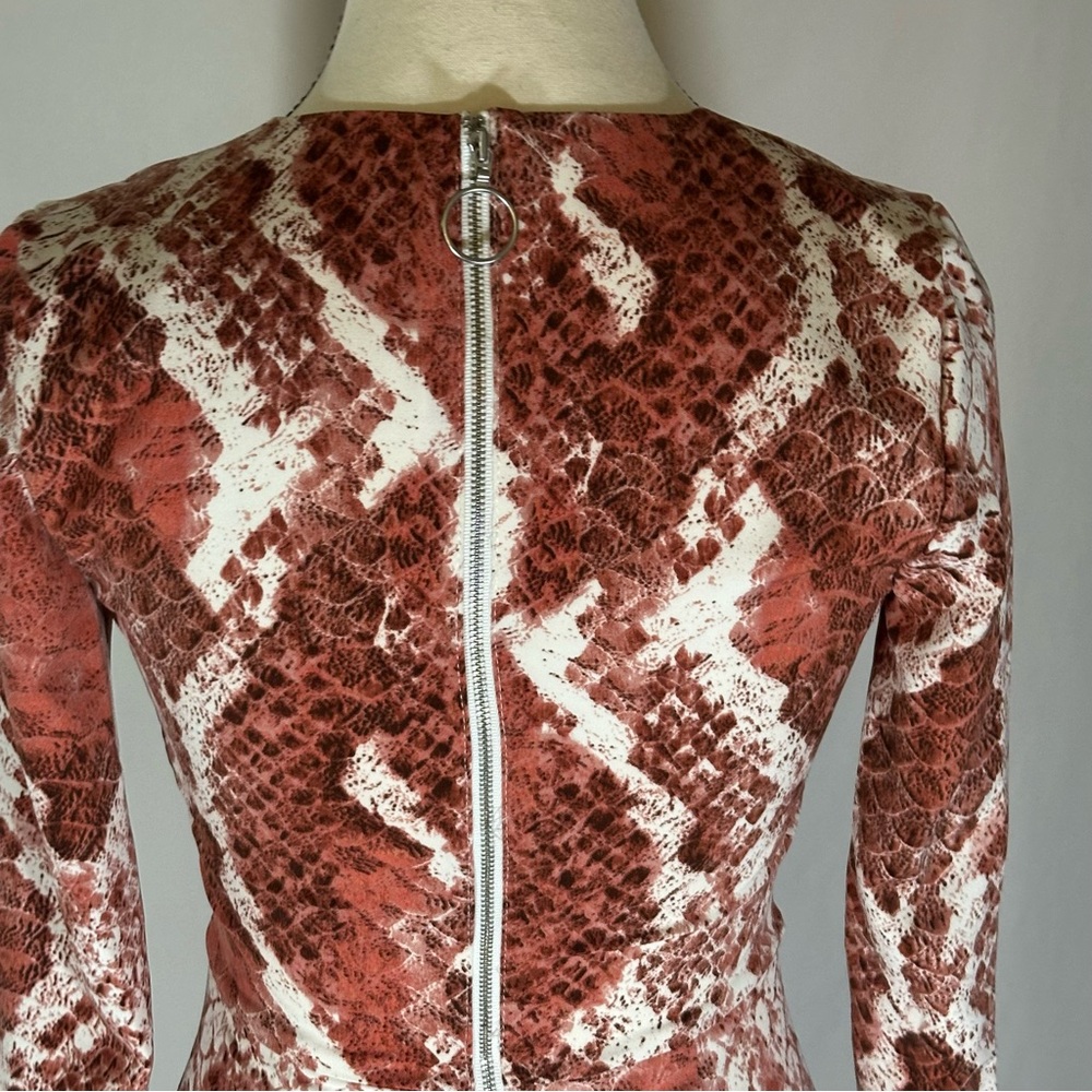 NBD X Naven • Rachel Mini Dress Size XXS Red Snake Party Event Date Night Plunge - Picture 7 of 14